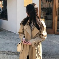 Women's Trench Coats Autumn Winter Women Turn-down Collar Double Breasted Office Lady Casual So