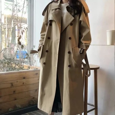 Women's Trench Coats Autumn Winter Women Turn-down Collar Double Breasted Office Lady Casual Sopicture2